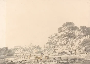 Schloss Windsor und Park mit Hirschen